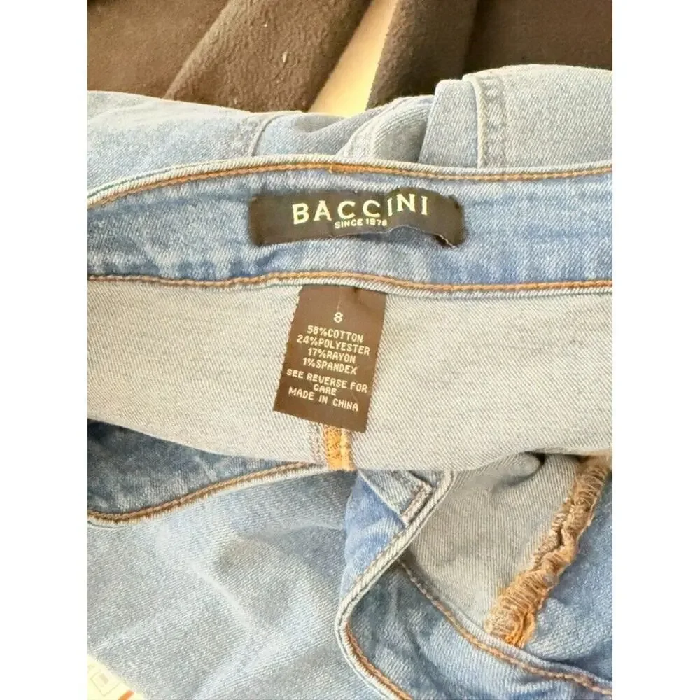 Baccini Y2K Long Denim Skirt 8 Medium Modest Jean Skirt Cowgirl Boho Western